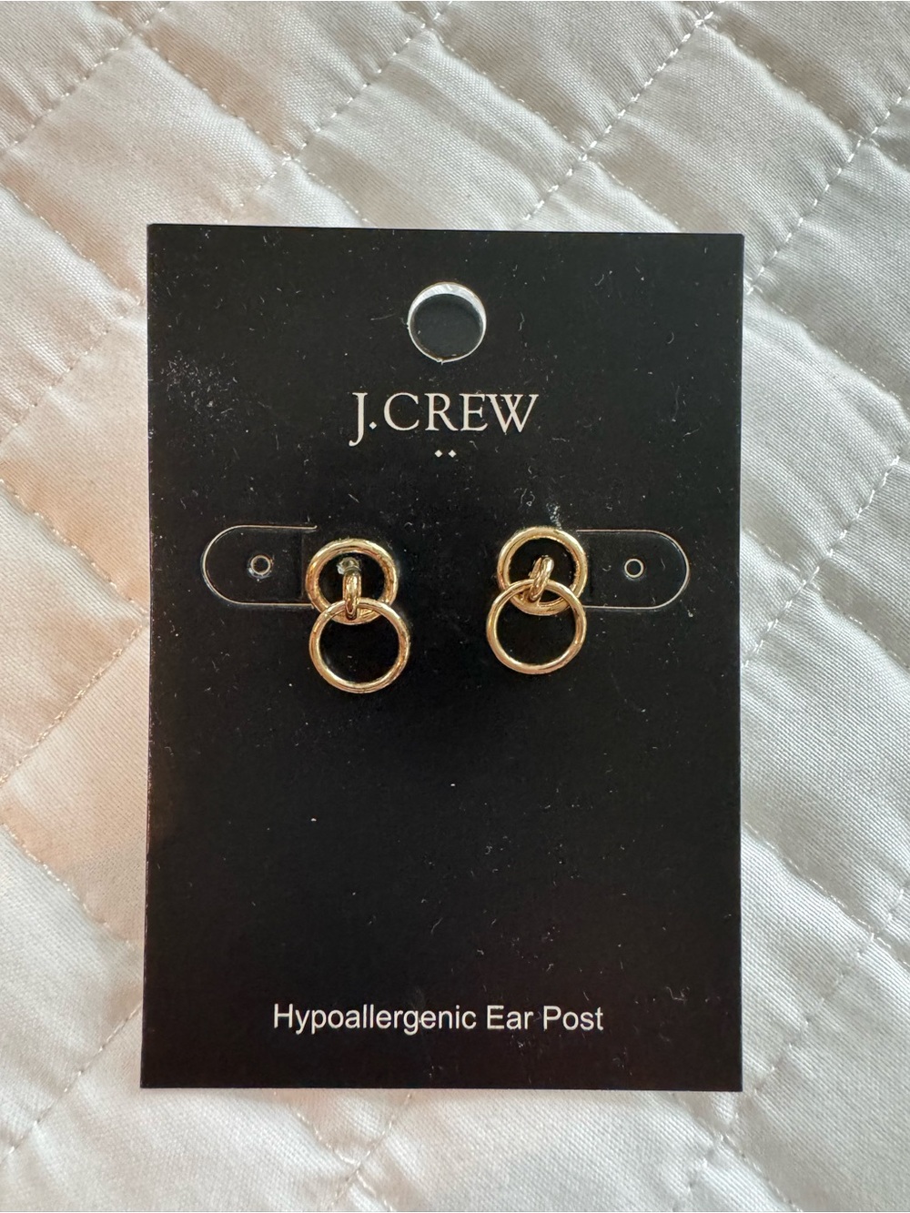 J. Crew Gold Linked Double Hoop Stud Earrings